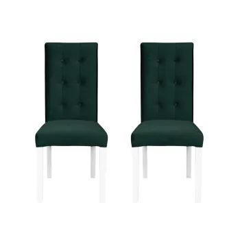 Set 2 scaune living TEO LUX, picioare lemn alb, stofa verde smarald, 46x60x98 cm imagine