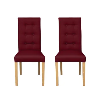 Set 2 scaune living TEO LUX, picioare lemn natur, piele ecologica bordo, 46x60x98 cm imagine