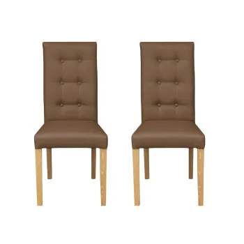 Set 2 scaune living TEO LUX, picioare lemn natur, piele ecologica cappuccino, 46x60x98 cm imagine