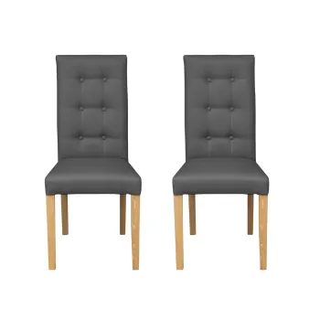 Set 2 scaune living TEO LUX, picioare lemn natur, piele ecologica gri, 46x60x98 cm imagine