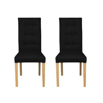 Set 2 scaune living TEO LUX, picioare lemn natur, piele ecologica negru, 46x60x98 cm imagine