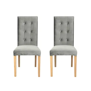 Set 2 scaune living TEO LUX, picioare lemn natur, stofa bej, 46x60x98 cm imagine