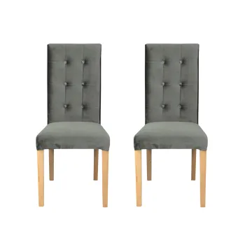 Set 2 scaune living TEO LUX, picioare lemn natur, stofa gri deschis, 46x60x98 cm imagine