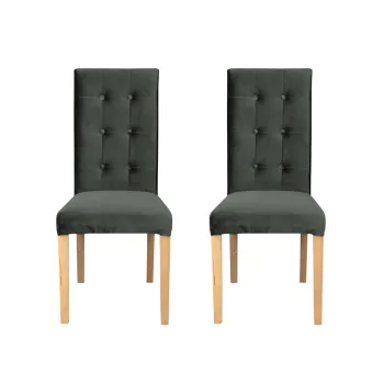 Set 2 scaune living TEO LUX, picioare lemn natur, stofa gri inchis, 46x60x98 cm imagine