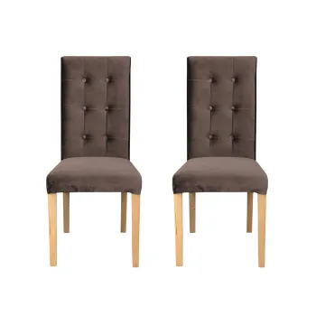 Set 2 scaune living TEO LUX, picioare lemn natur, stofa maro, 46x60x98 cm imagine