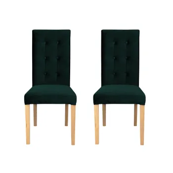 Set 2 scaune living TEO LUX, picioare lemn natur, stofa verde smarald, 46x60x98 cm imagine