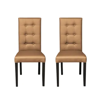 Set 2 scaune living TEO LUX, picioare lemn wenge, piele ecologica bej inchis, 46x60x98 cm imagine