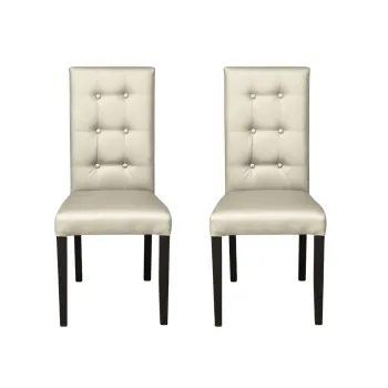 Set 2 scaune living TEO LUX, picioare lemn wenge, piele ecologica crem, 46x60x98 cm imagine