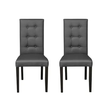 Set 2 scaune living TEO LUX, picioare lemn wenge, piele ecologica gri, 46x60x98 cm imagine