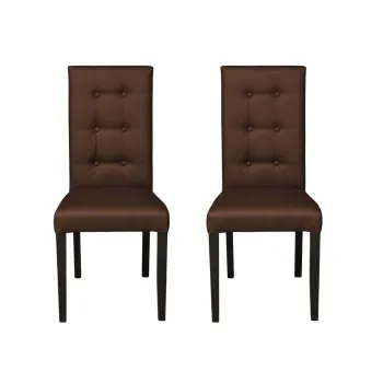 Set 2 scaune living TEO LUX, picioare lemn wenge, piele ecologica maro deschis, 46x60x98 cm imagine