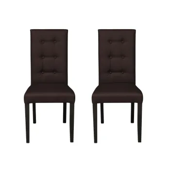 Set 2 scaune living TEO LUX, picioare lemn wenge, piele ecologica maro inchis, 46x60x98 cm imagine