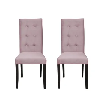 Set 2 scaune living TEO LUX, picioare lemn wenge, stofa roz pudra, 46x60x98 cm imagine