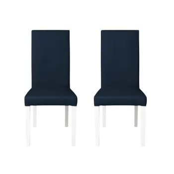 Set 2 scaune living TEO, picioare lemn alb, piele ecologica albastru, 46x60x98 cm imagine