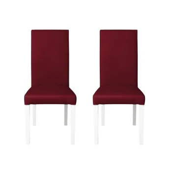 Set 2 scaune living TEO, picioare lemn alb, piele ecologica bordo, 46x60x98 cm imagine