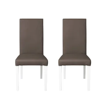 Set 2 scaune living TEO, picioare lemn alb, piele ecologica gri elefant, 46x60x98 cm imagine