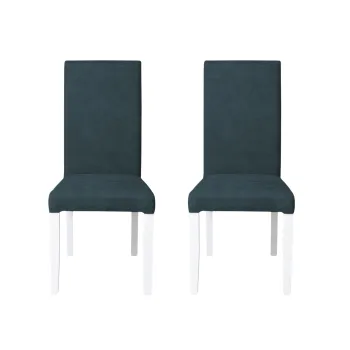 Set 2 scaune living TEO, picioare lemn alb, stofa albastru, 46x60x98 cm imagine