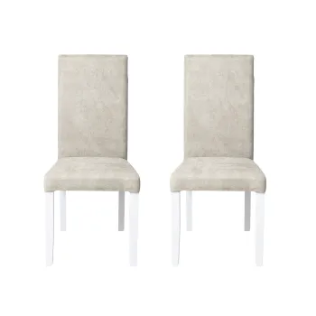 Set 2 scaune living TEO, picioare lemn alb, stofa crem, 46x60x98 cm imagine