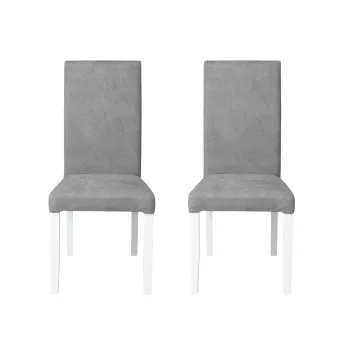 Set 2 scaune living TEO, picioare lemn alb, stofa gri deschis, 46x60x98 cm imagine