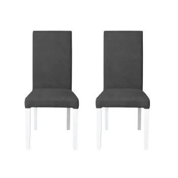 Set 2 scaune living TEO, picioare lemn alb, stofa gri inchis, 46x60x98 cm imagine