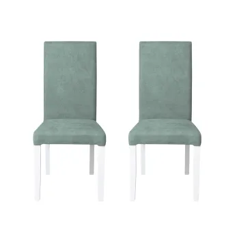 Set 2 scaune living TEO, picioare lemn alb, stofa mint, 46x60x98 cm imagine