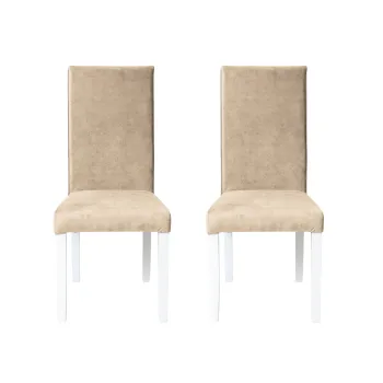 Set 2 scaune living TEO, picioare lemn alb, stofa z bej, 46x60x98 cm imagine