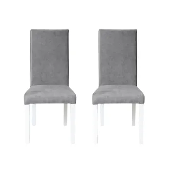 Set 2 scaune living TEO, picioare lemn alb, stofa z gri deschis, 46x60x98 cm imagine