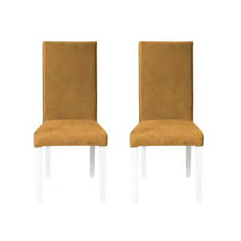 Set 2 scaune living TEO, picioare lemn alb, stofa z mustar, 46x60x98 cm imagine