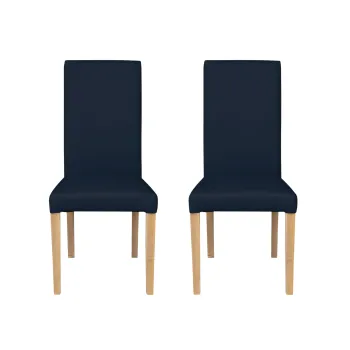 Set 2 scaune living TEO, picioare lemn natur, piele ecologica albastru, 46x60x98 cm imagine