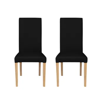 Set 2 scaune living TEO, picioare lemn natur, piele ecologica negru, 46x60x98 cm imagine