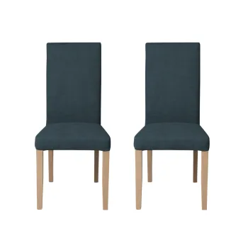 Set 2 scaune living TEO, picioare lemn natur, stofa albastru, 46x60x98 cm imagine