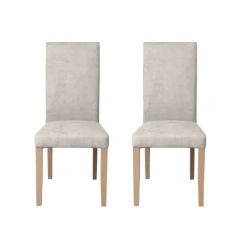 Set 2 scaune living TEO, picioare lemn natur, stofa crem, 46x60x98 cm imagine