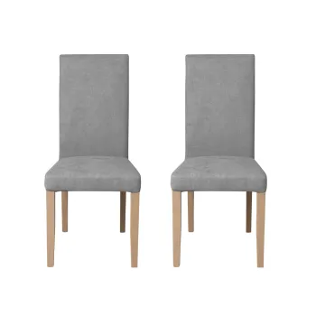 Set 2 scaune living TEO, picioare lemn natur, stofa gri deschis, 46x60x98 cm imagine