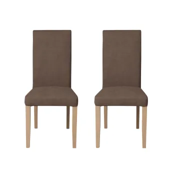 Set 2 scaune living TEO, picioare lemn natur, stofa maro, 46x60x98 cm imagine