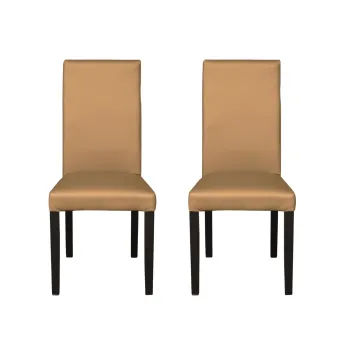 Set 2 scaune living TEO, picioare lemn wenge, piele ecologica bej inchis, 46x60x98 cm imagine