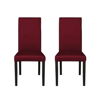 Set 2 scaune living TEO, picioare lemn wenge, piele ecologica bordo, 46x60x98 cm imagine