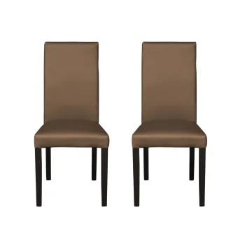 Set 2 scaune living TEO, picioare lemn wenge, piele ecologica cappuccino, 46x60x98 cm imagine