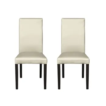 Set 2 scaune living TEO, picioare lemn wenge, piele ecologica crem, 46x60x98 cm imagine