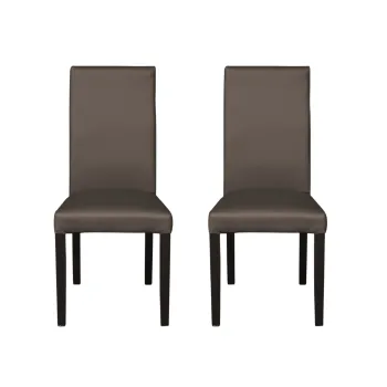 Set 2 scaune living TEO, picioare lemn wenge, piele ecologica gri elefant, 46x60x98 cm imagine