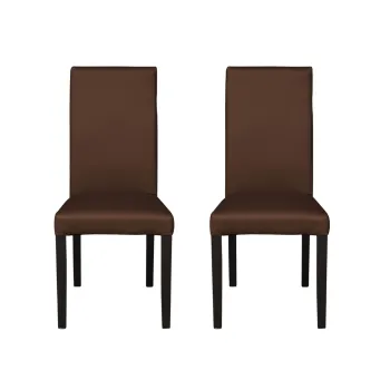 Set 2 scaune living TEO, picioare lemn wenge, piele ecologica maro deschis, 46x60x98 cm imagine