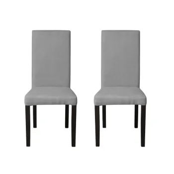 Set 2 scaune living TEO, picioare lemn wenge, stofa gri deschis, 46x60x98 cm imagine