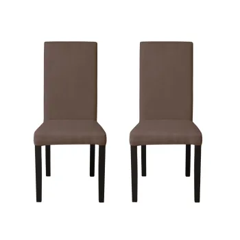 Set 2 scaune living TEO, picioare lemn wenge, stofa maro, 46x60x98 cm imagine