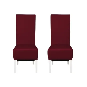 Set 2 scaune living VANESSA, picioare lemn alb, piele ecologica bordo, 47x60x110 cm imagine