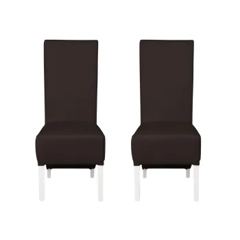 Set 2 scaune living VANESSA, picioare lemn alb, piele ecologica maro inchis, 47x60x110 cm imagine