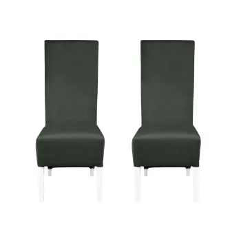 Set 2 scaune living VANESSA, picioare lemn alb, stofa gri inchis, 47x60x110 cm imagine