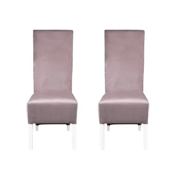 Set 2 scaune living VANESSA, picioare lemn alb, stofa roz pudra, 47x60x110 cm imagine