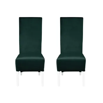Set 2 scaune living VANESSA, picioare lemn alb, stofa verde smarald, 47x60x110 cm imagine
