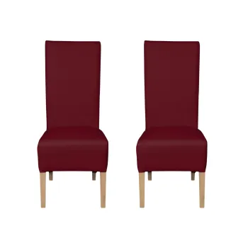 Set 2 scaune living VANESSA, picioare lemn natur, piele ecologica bordo, 47x60x110 cm imagine