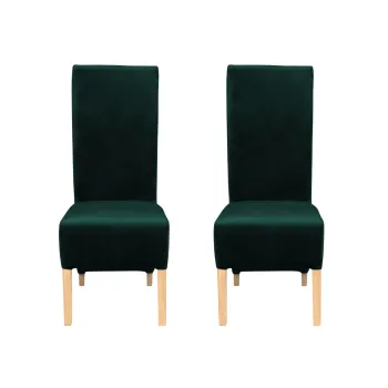 Set 2 scaune living VANESSA, picioare lemn natur, stofa verde smarald, 47x60x110 cm imagine