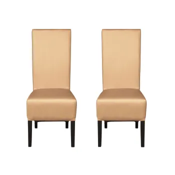 Set 2 scaune living VANESSA, picioare lemn wenge, piele ecologica bej, 47x60x110 cm imagine