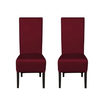 Set 2 scaune living VANESSA, picioare lemn wenge, piele ecologica bordo, 47x60x110 cm imagine